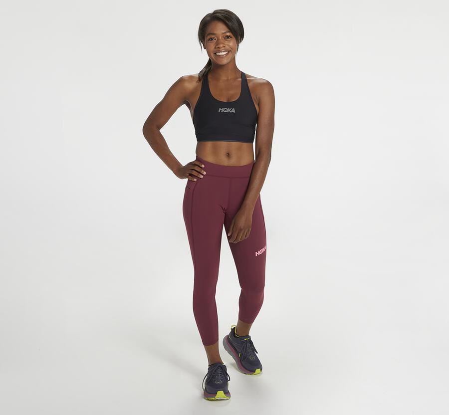 Pantalones Hoka One One Mujer Marrom - Performance Crop Tight - ZCGA48560